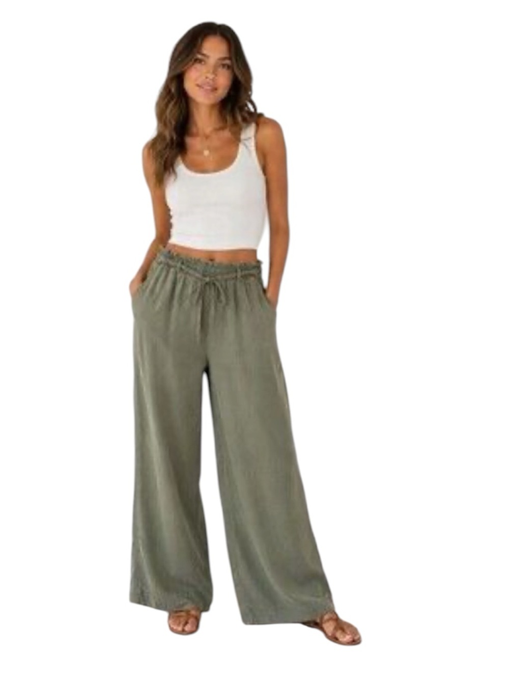NEW Knox Rose Target Green Pull On Wide Leg Pants Lyocell Size Medium